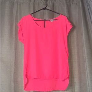 Hot Pink Shift Blouse With Black and Gold Zipper